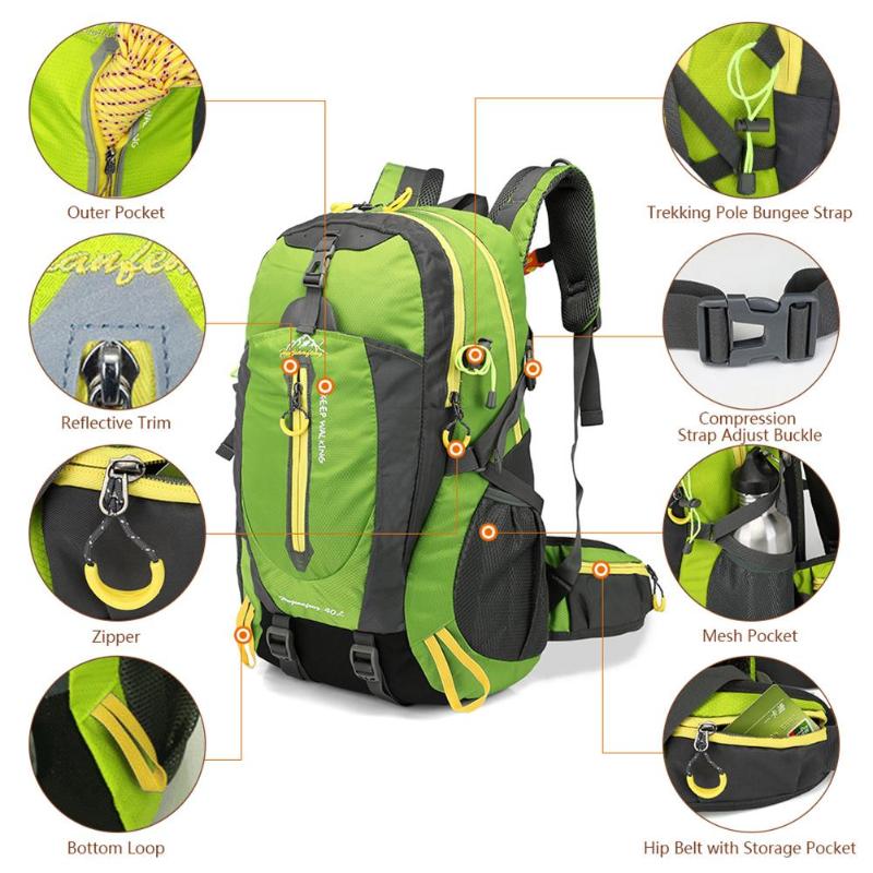 Mochila de escalada à prova d'água 40L