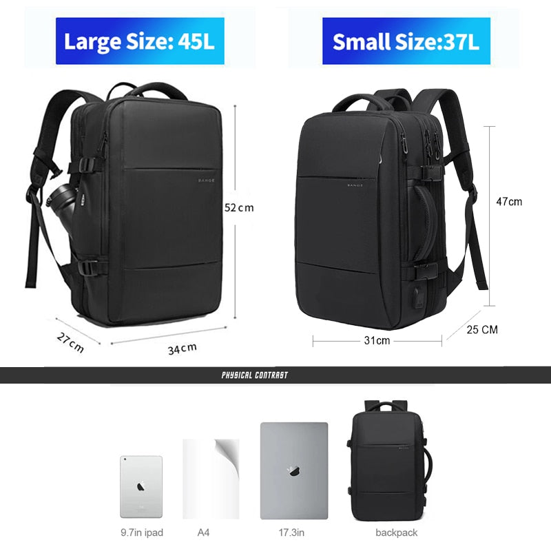 Mochila de Viagem USB Expansível Impermeável