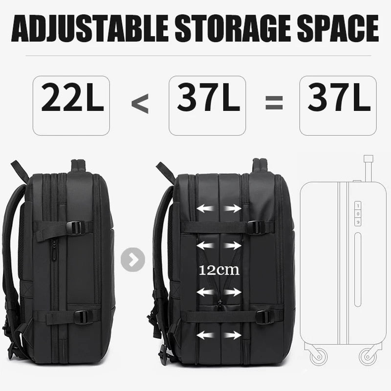 Mochila de Viagem USB Expansível Impermeável